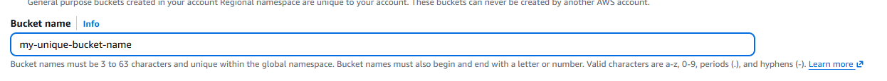 Add your unique bucket name