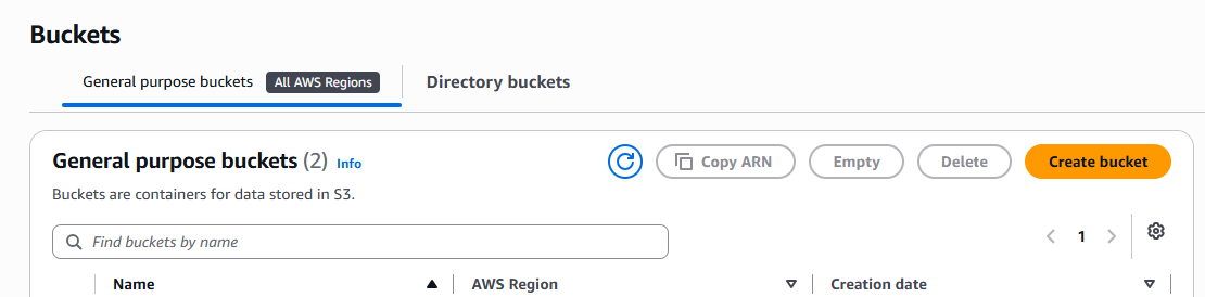Select Create Bucket button