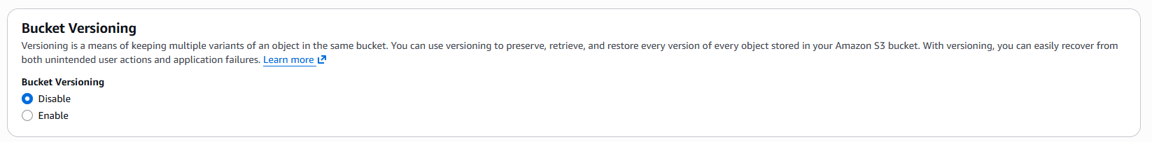 Check versioning settings